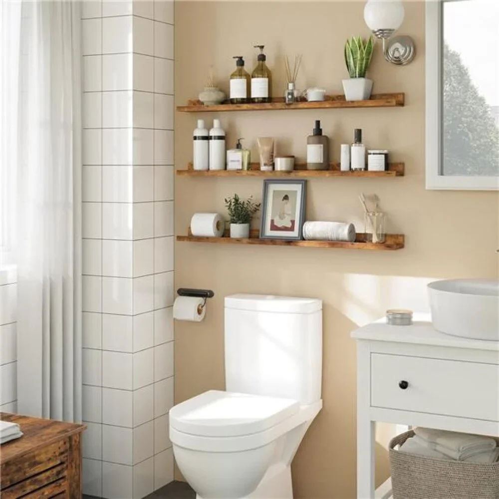 Floating Shelves, Wall Shelf Set of 3,35.4 Inches Hanging Shelf with Raised Edge